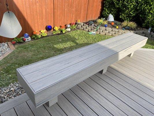 Awesome bench addition- TimberTech Pro Reserve Collection in Driftwood