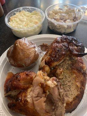 Half chicken wi Potato Salad and Coleslaw