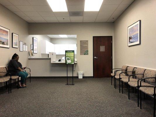 Waiting Room. Very clean. Very Quiet and so far, very friendly.