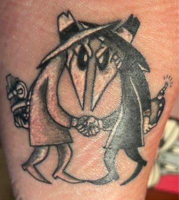 My spy vs spy tattoo honoring my father--a spy for NSA.