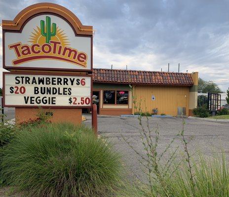 Taco Time is selling strawberries and veggies now?  COVID sure changed things up...