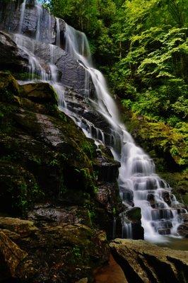 A side angle shot of a waterfall on private land that I take people to.