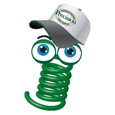 This Is Springy.  Precision Garage Doors Corp mascot.   You will see him on all our trucks and literature.