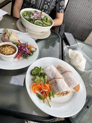 Tofu and Vegetables Pho,  4 Pieces Summer Rolls, Banh Mi Sliders