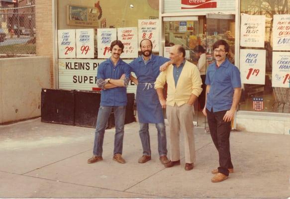 The Klein's with their Father Sid outside the store in 1982