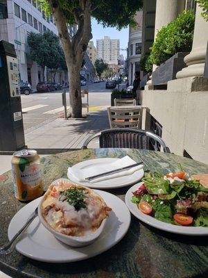 Beef lasagna with a side house salad