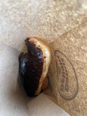 Eclair, chocolate glazed, cruller