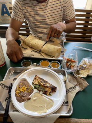 Portion sizes are odd! Arm sized burrito and tiny taco and huge queso dip!