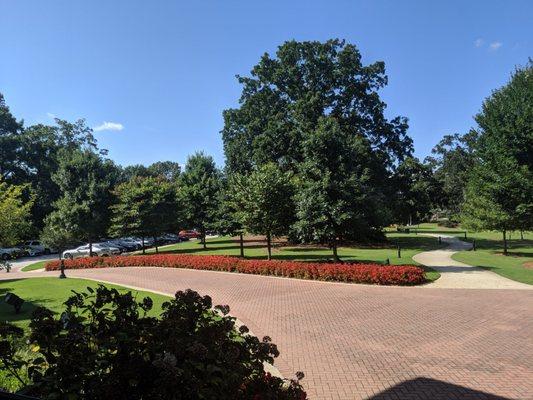 View of part of the grounds in front of the building.