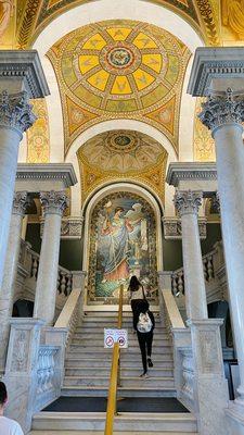 Stairs to overview of reading room