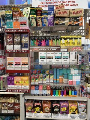 Selection of Juul, Puff, Sea, and other Vape Products. Age 21+