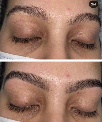 Eyebrow threading + tinting before/after