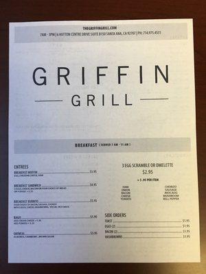 The Griffin Grill menu. Choose wisely Yelpers.