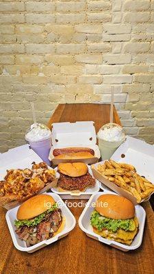 Double HausBurger SteakHaus Angry Chicken Fries Spicy Chicken Sandwich Seaweed Fries