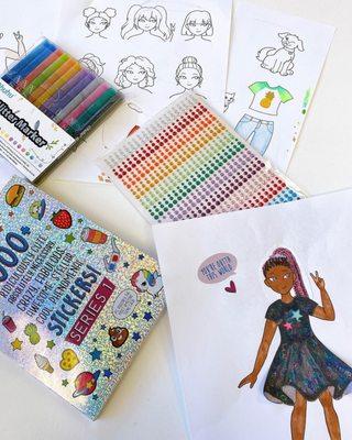 Lil' Fashionista drawing with glitter and gems for the little ones age 5 & up