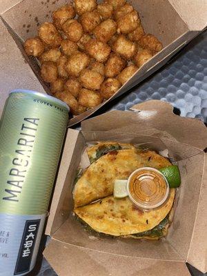 Quesa Impossible + crispy Tater Tots & margarita