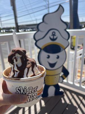 Peanut butter soft serve with chocolate hard shell