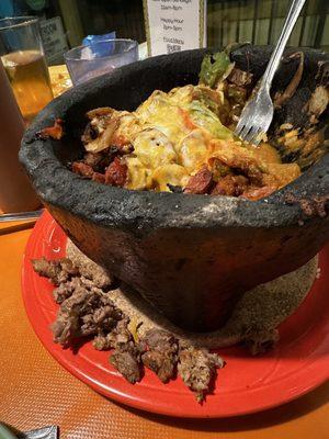 Every bite I had to spit out fat gristle Molcajete horrible