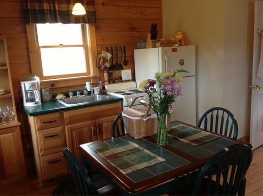 Kitchen area of the Basswood cabin