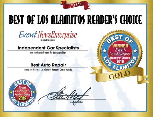 Voted BEST AUTO REPAIR in Los Alamitos, CA for 2019