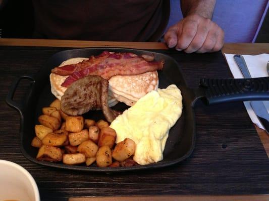 Breakfast special served on a cast iron skillet- excellent!!!