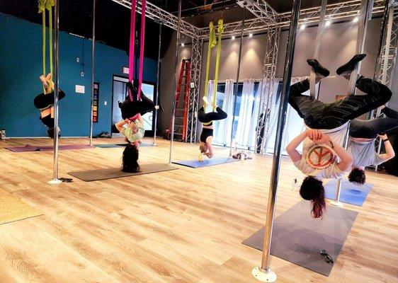 Aerial Yoga at new facility - University Business Center