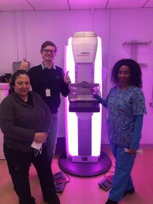 The mammo team!! Shari and Rosa with our new 3D mammogram unit.  Comfort compression & 5-senses = better patient experience.