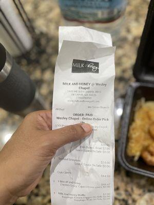 Receipt to confirm purchase