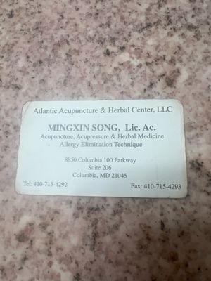 Best Acupuncturist in Maryland! I have been a patient of Ming Song since 2000 (25 years)!