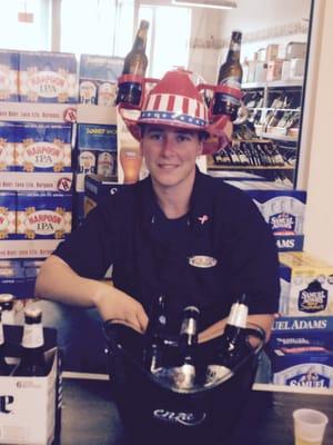 Heather tasting bud bud light and coors light from 1-3 today #busawoburn #happy4th