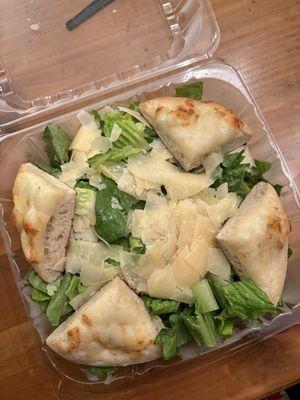 Ceasar salad with pizza crust so good