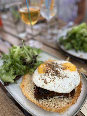 Mushroom truffle breakfast dish on toast