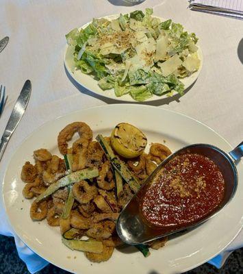 Calamari and Side Caesar Salad