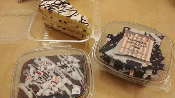 cannoli cake, peppermint chocolate bark, peppermint brownie