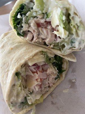 Chicken Caesar Wrap with onion and tomato