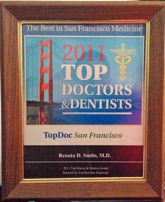 Dr. Smilo Awarded TopDoc SF