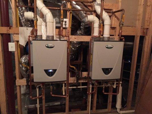 Isn't she beautiful?! Install of a DUAL tankless water heater. Comes with an ENDLESS supply of hot water! GET YOURS TODAY! :)