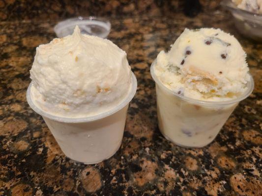 Cheesecake on left and canoli on right