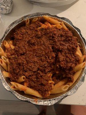 "Penne bolognese"