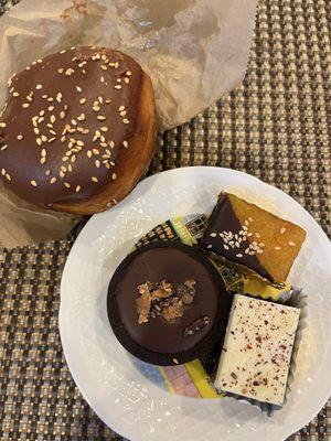 Tahini donut, various sweets