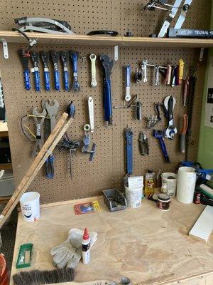 Tools in the maker space to use on site