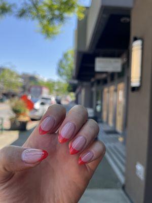 Red French tip acrylics