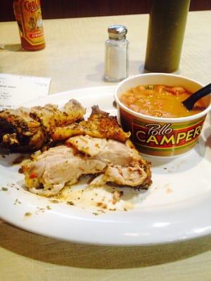 Grilled chicken and campero beans