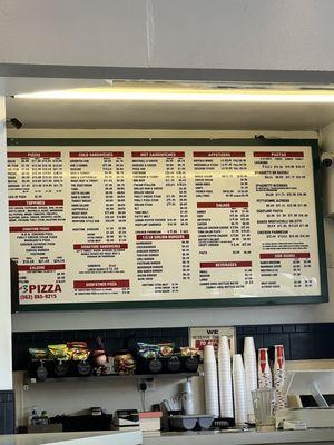 Menu board as of 10/2023