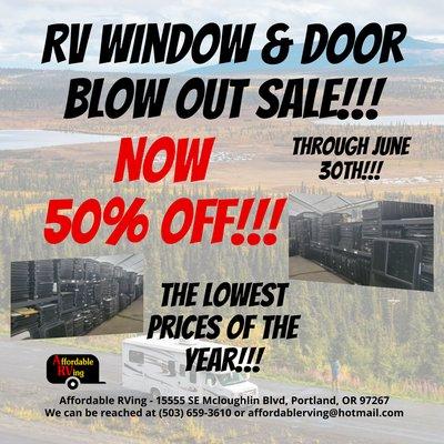 This June we are having a 50% OFF SALE ON ALL WINDOWS AND DOORS!!! Through June 30th, 2022. Come in and get your new window and doors today!