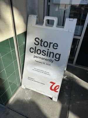 Walgreens Store Closing permanently February 25, 2025 {1/15/2025}