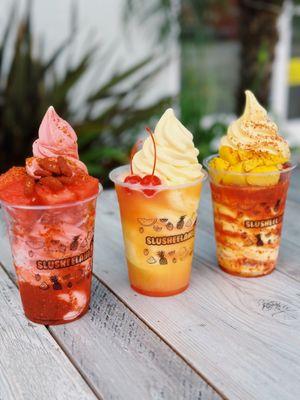 Soft serve floats, Spicy Sandia, Dole pineapple,  Sunny mango all tasty and refreshing