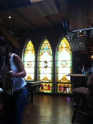 It's fuzzy, but hey a view from inside those famed stained glass windows!