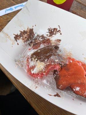 chocolate covered strawberry beignet