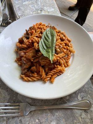 mushroom and eggplant pasta dinner